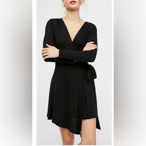 FREE PEOPLE FP BEACH Holla Holla Mini Dress Wrap Coverup Black